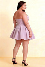 Plus Size LVLVS Beverly Dress Lilac Satin Open Back Mini Skater Dress for Office & Work Casual Chic Event
