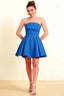 Beverly Royal Blue Satin Strapless Open Back Mini Skater Dress