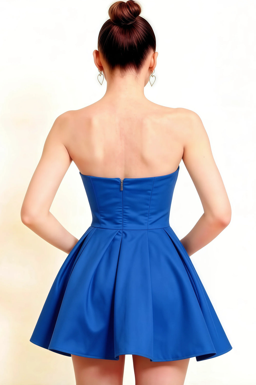 Back Detail of LVLVS Beverly Dress Royal Blue Open Back with Zipper Closure for Semi-Formal Event