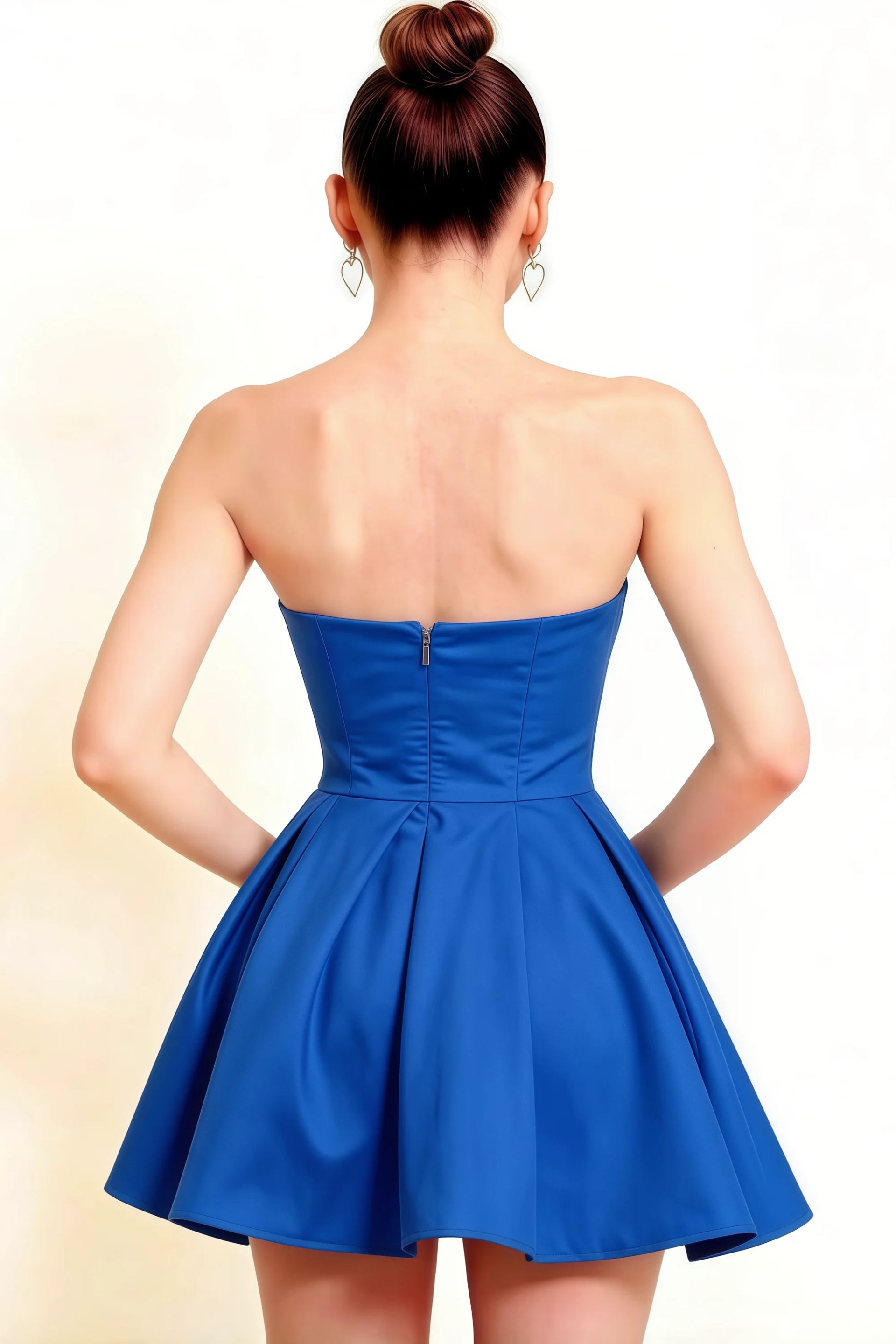 Back Detail of LVLVS Beverly Dress Royal Blue Open Back with Zipper Closure for Semi-Formal Event