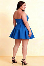 Plus Size Back View LVLVS Beverly Dress Royal Blue Satin Open Back Design for Special Occasion