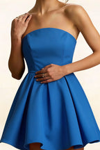 Fabric Detail of LVLVS Royal Blue Satin Beverly Dress High Quality Material for Club and Dance