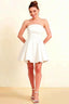 Beverly White Satin Strapless Open Back Mini Skater Dress