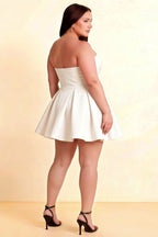 Plus Size Back View of LVLVS Beverly White Dress Demonstrating Comfortable Fit and Stunning Open Back for Special Occasions