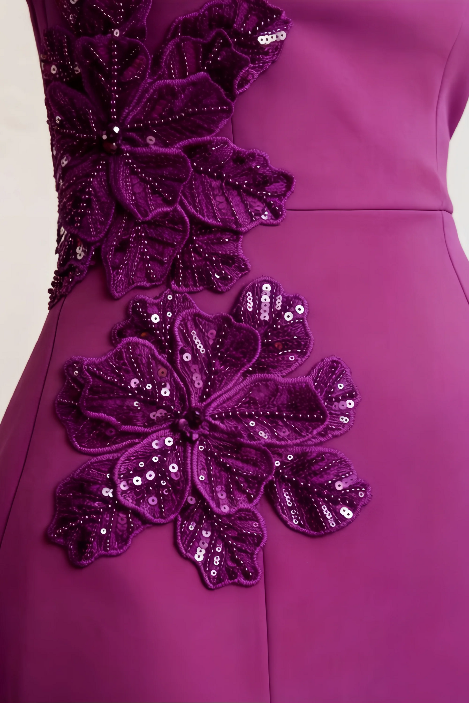 Bianca Purple Square Neck Mini Halter Dress with Flower Detail