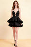 Brenda Black V Neck Spaghetti Strap Mini Ruffle Dress