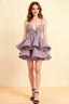 Brenda Wisteria V Neck Spaghetti Strap Mini Ruffle Dress