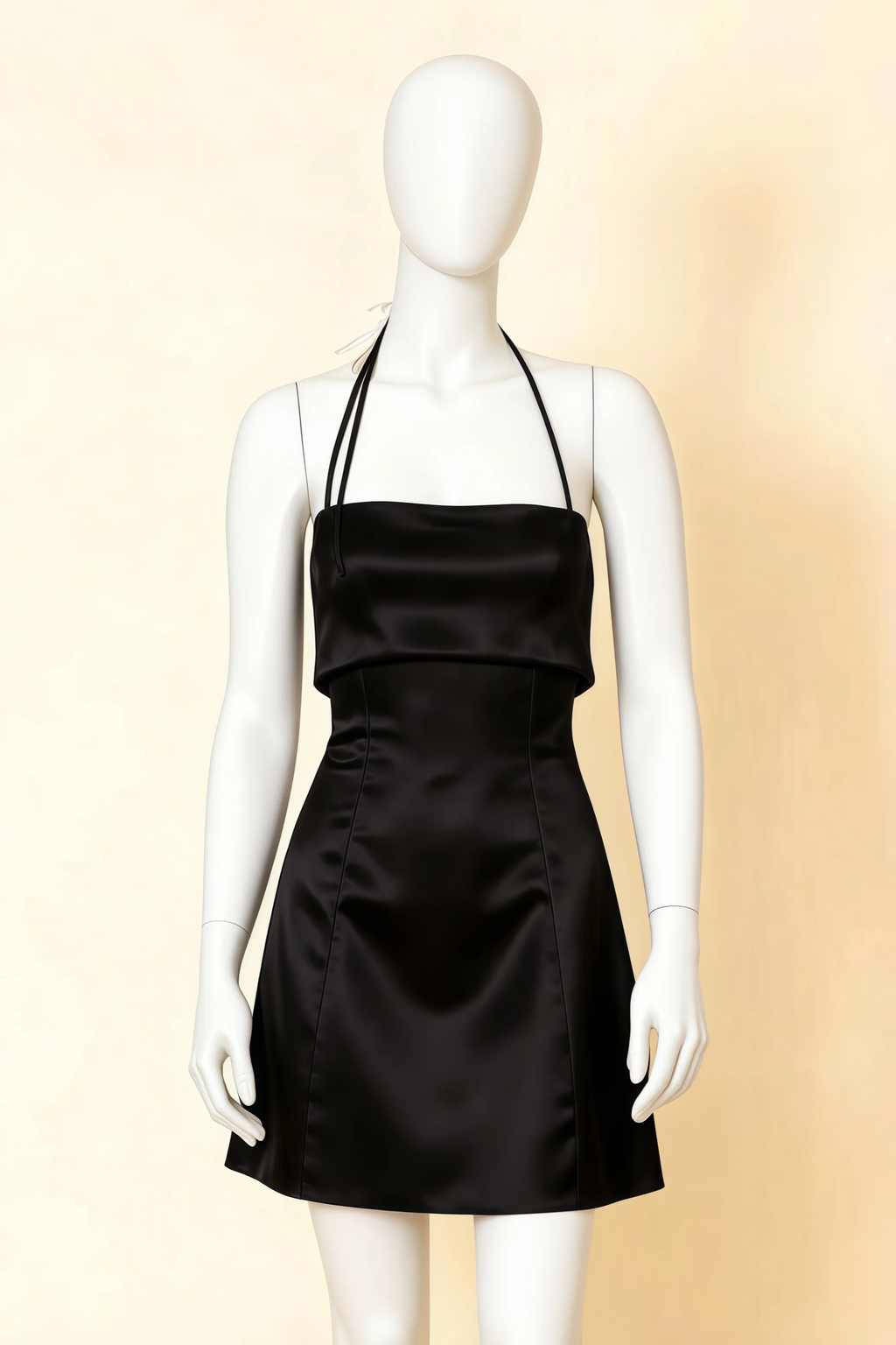 Bridget Black Halter Mini Dress with Square Neck