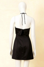 Bridget Black Halter Mini Dress with Square Neck