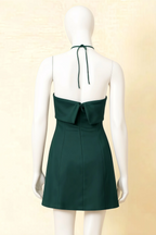 Bridget Emerald Green Halter Mini Dress with Square Neck
