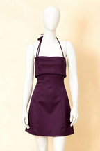 Bridget Grape Halter Mini Dress with Square Neck