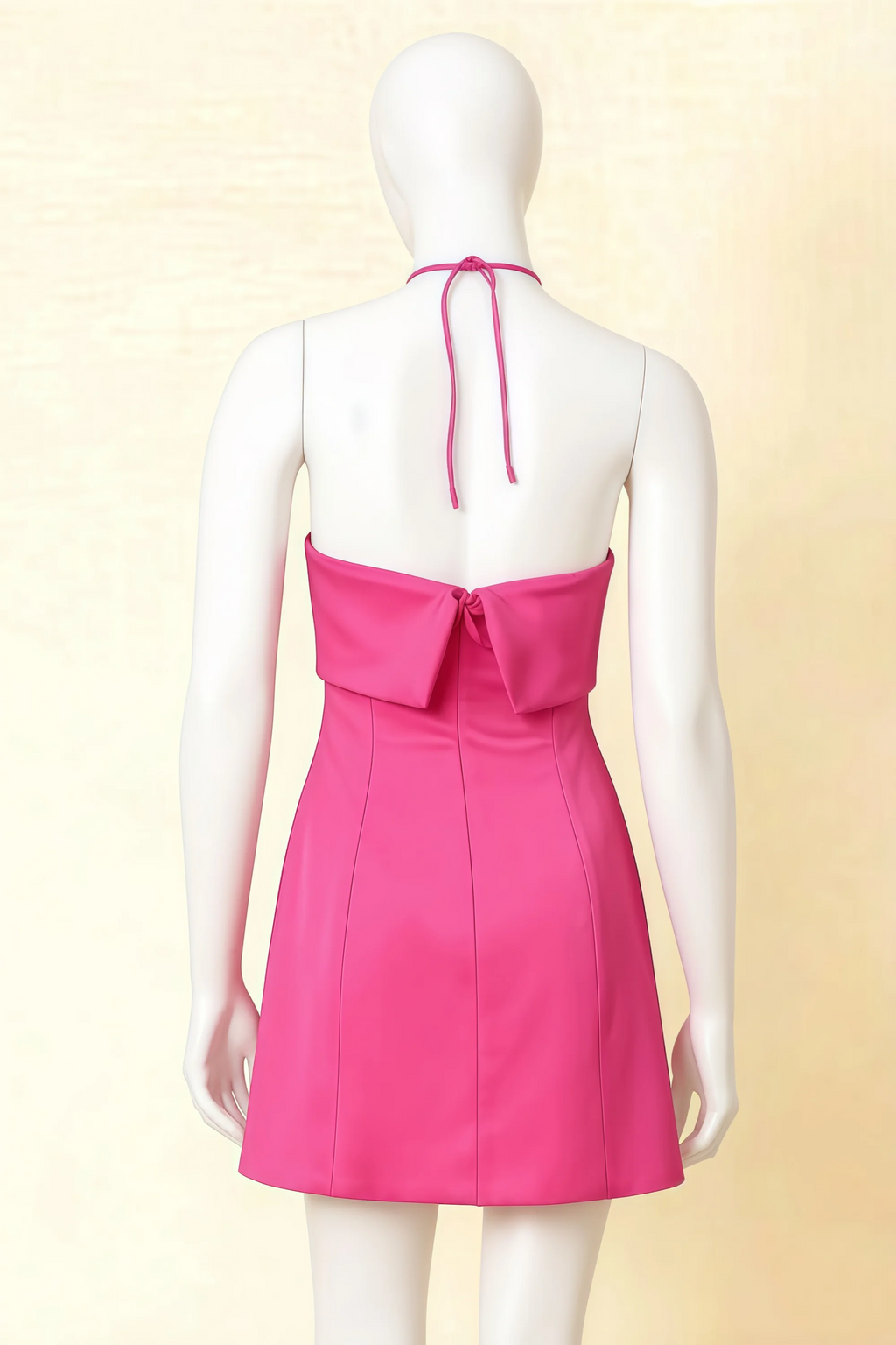 Bridget Hot Pink Halter Mini Dress with Square Neck