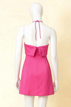 Bridget Hot Pink Halter Mini Dress with Square Neck