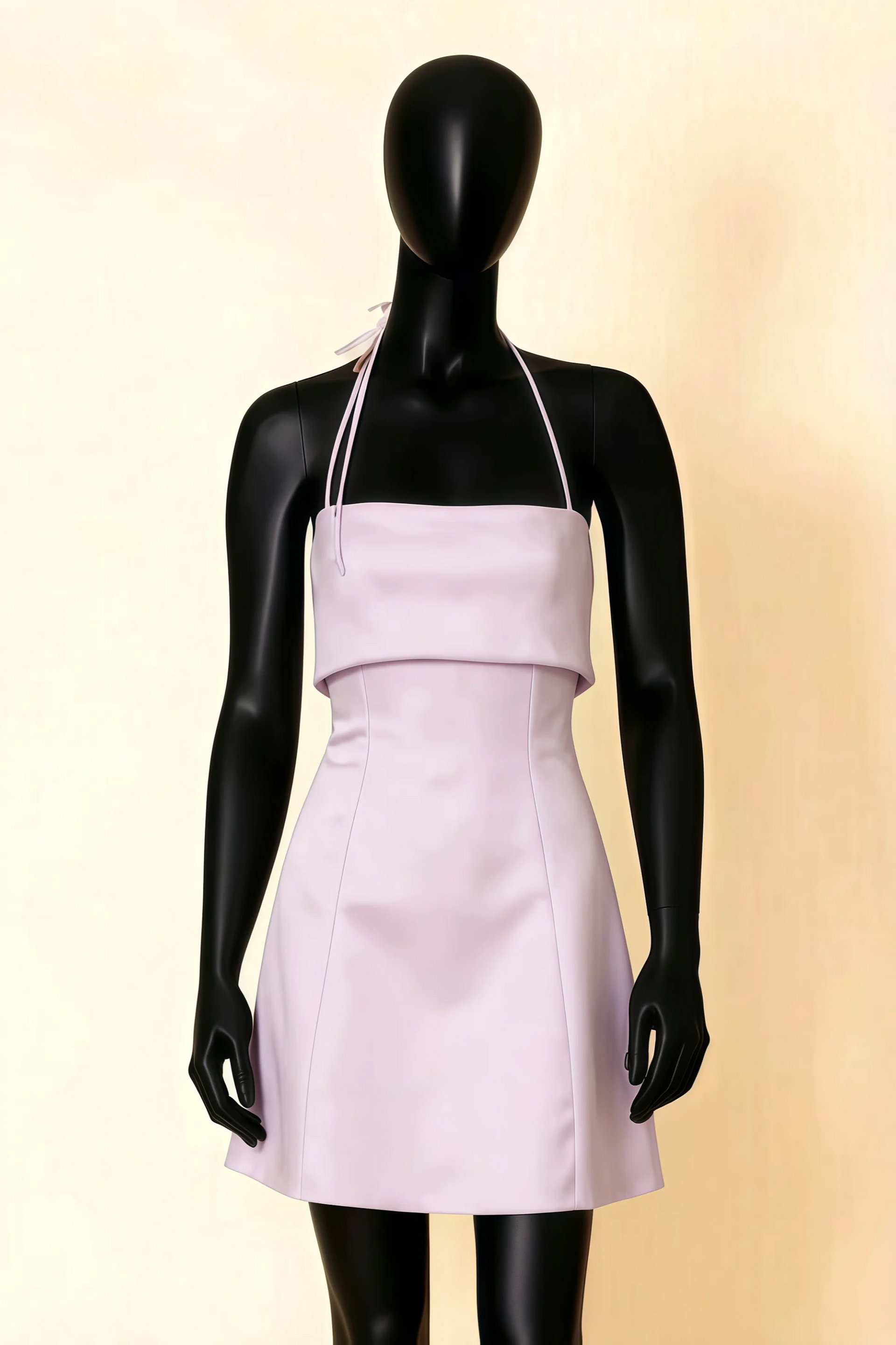 Bridget Lavender Halter Mini Dress with Square Neck