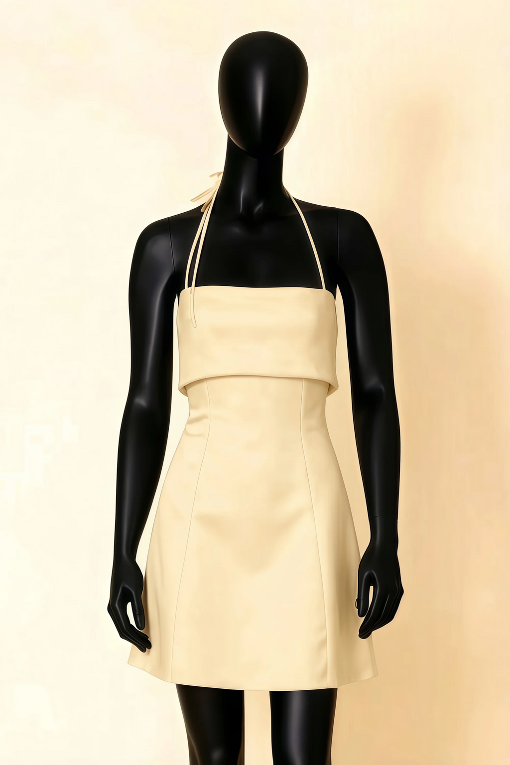 Bridget Lemon Halter Mini Dress with Square Neck