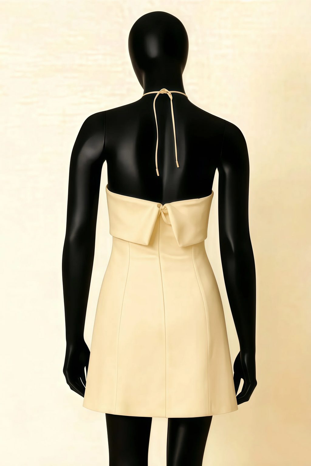 Bridget Lemon Halter Mini Dress with Square Neck