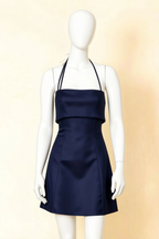 Bridget Navy Halter Mini Dress with Square Neck