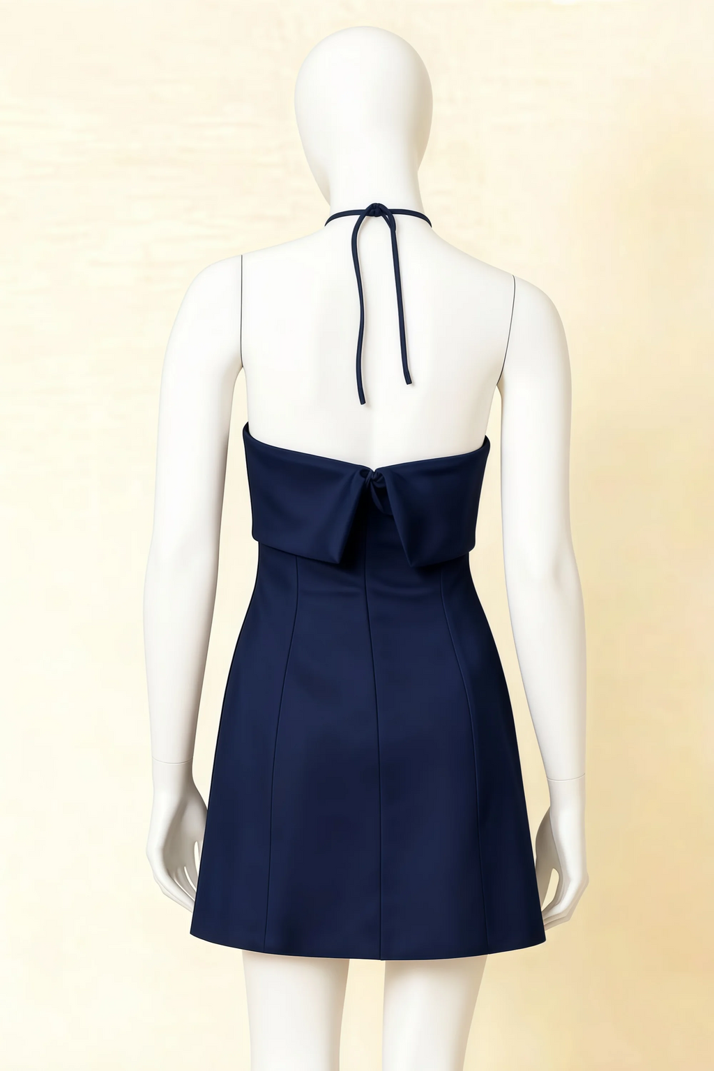 Bridget Navy Halter Mini Dress with Square Neck