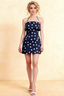 Bridget Navy Polka Dot Halter Mini Dress with Square Neck