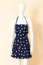 Bridget Navy Polka Dot Halter Mini Dress with Square Neck