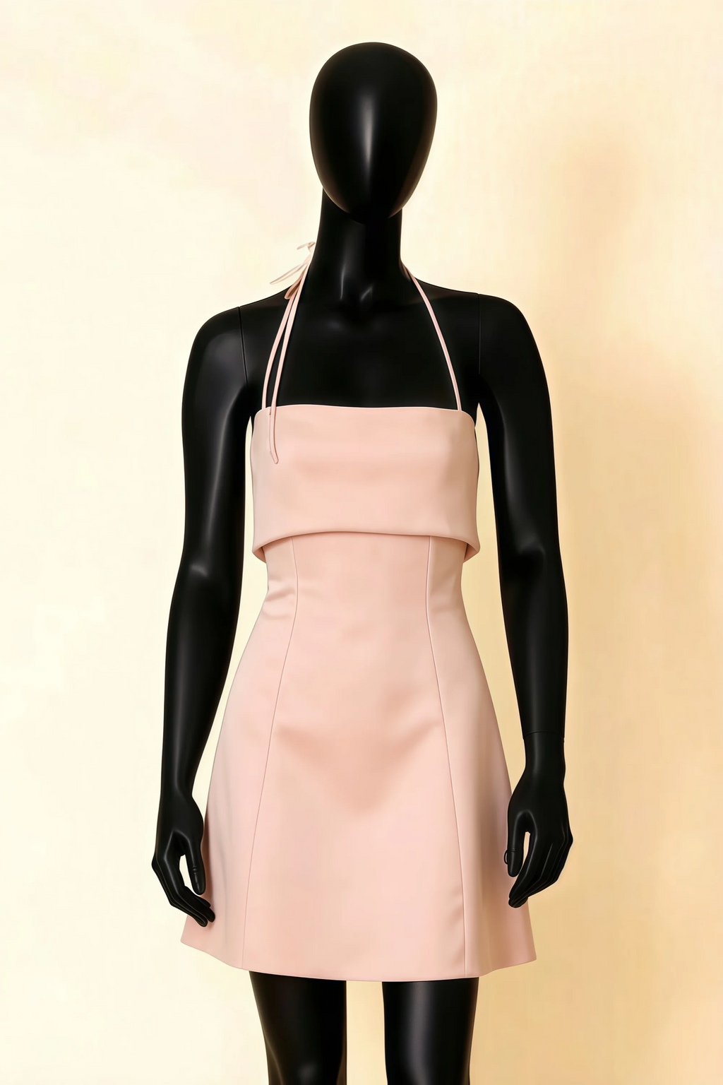 Bridget Pink Halter Mini Dress with Square Neck