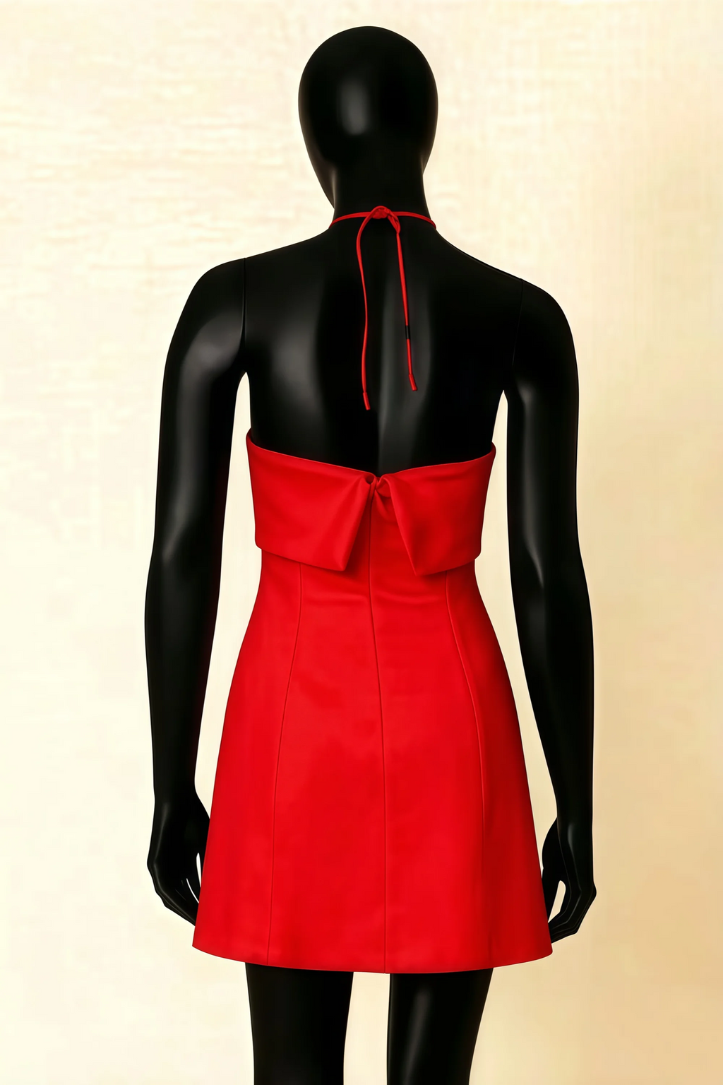 Bridget Red Halter Mini Dress with Square Neck