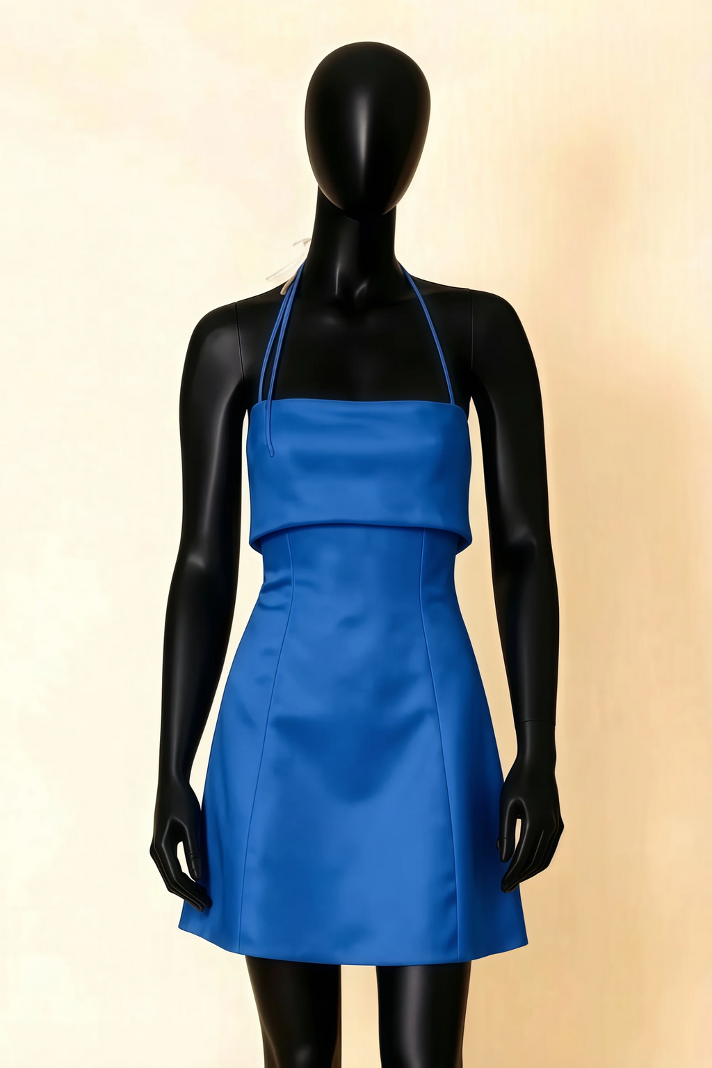 Bridget Royal Blue Halter Mini Dress with Square Neck