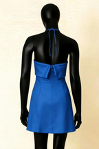 Bridget Royal Blue Halter Mini Dress with Square Neck
