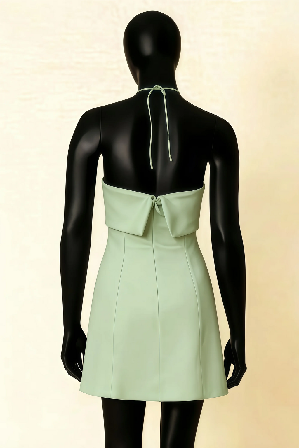 Bridget Sage Green Halter Mini Dress with Square Neck