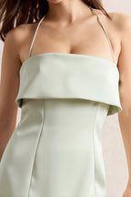 Bridget Sage Green Halter Mini Dress with Square Neck