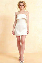 Bridget White Halter Mini Dress with Square Neck