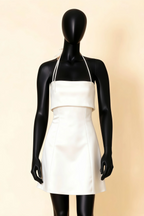 Bridget White Halter Mini Dress with Square Neck