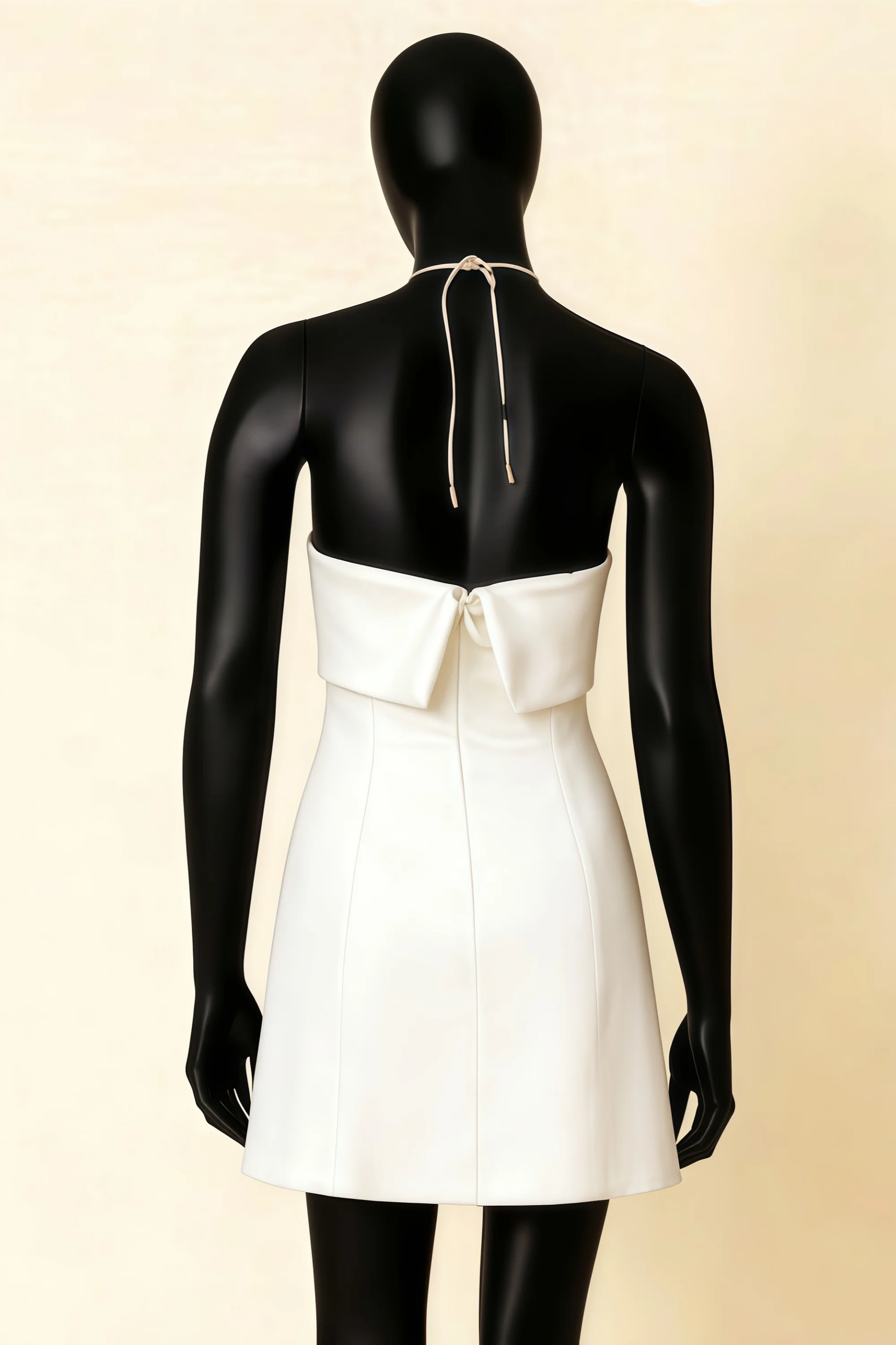Bridget White Halter Mini Dress with Square Neck