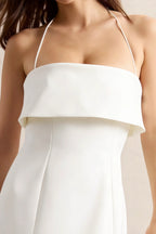 Bridget White Halter Mini Dress with Square Neck