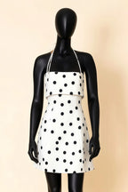 Bridget White Polka Dot Halter Mini Dress with Square Neck