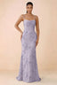 Front studio view of Brynn dusty lilac floral maxi dress with a draped cowl neckline and thin straps