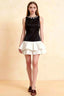 Camille Black and White Sleeveless Rhinestone Mini Dress with Ruffles