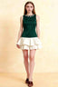 Camille Emerald and White Sleeveless Rhinestone Mini Dress with Ruffles