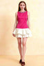 Camille Hot Pink and White Sleeveless Rhinestone Mini Dress with Ruffles