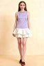Camille Lavender and White Sleeveless Rhinestone Mini Dress with Ruffles