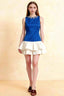 Camille Royal Blue and White Sleeveless Rhinestone Mini Dress with Ruffles