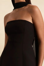 Candice Black Strapless Mini Dress with Neck Scarf