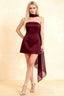 Candice Burgundy Strapless Mini Dress with Neck Scarf
