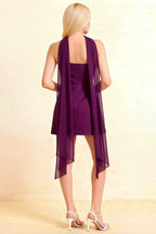 Candice Grape Strapless Mini Dress with Neck Scarf