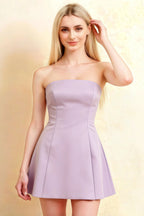 Candice Lavender Strapless Mini Dress with Neck Scarf