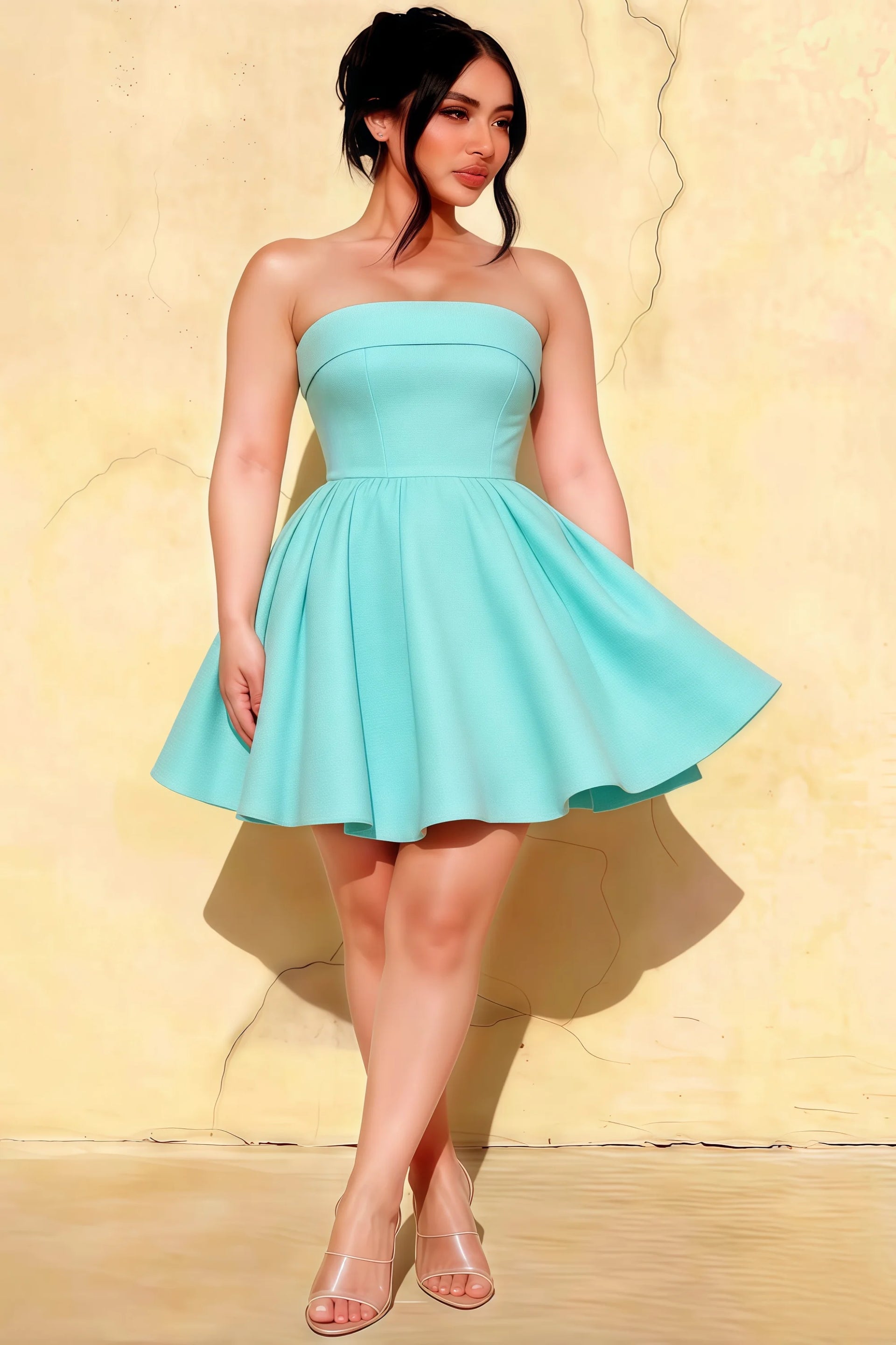 Cara Aqua Women's Smocked-bodice Fit & Flare Mini Dress