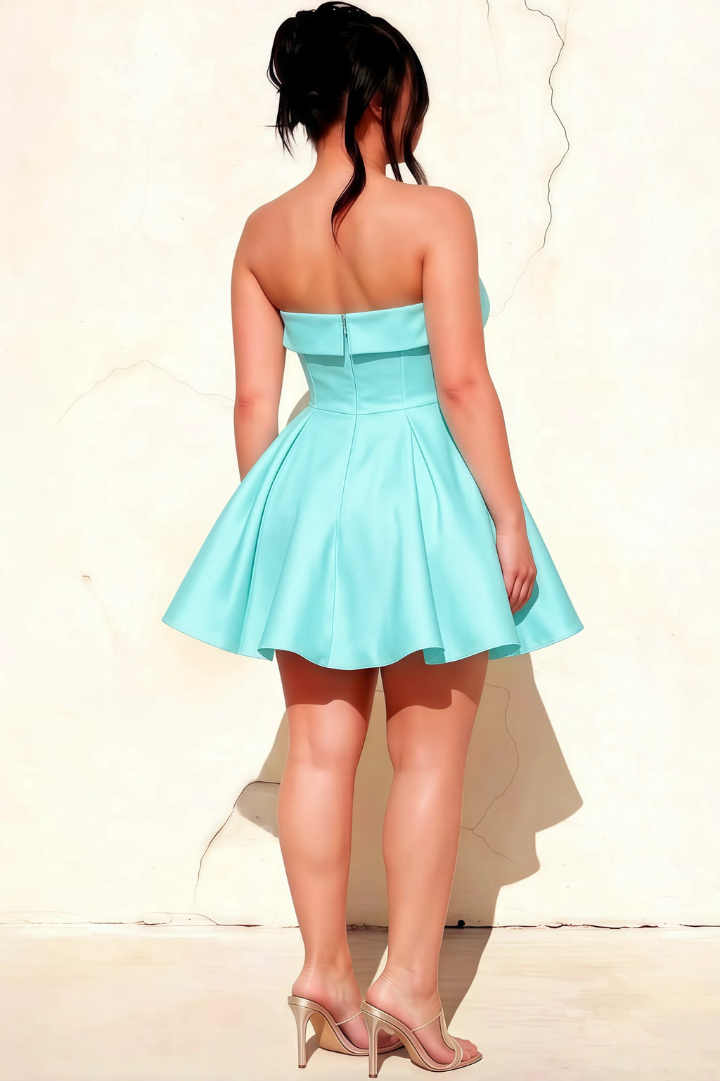 Cara Aqua Women's Smocked-bodice Fit & Flare Mini Dress