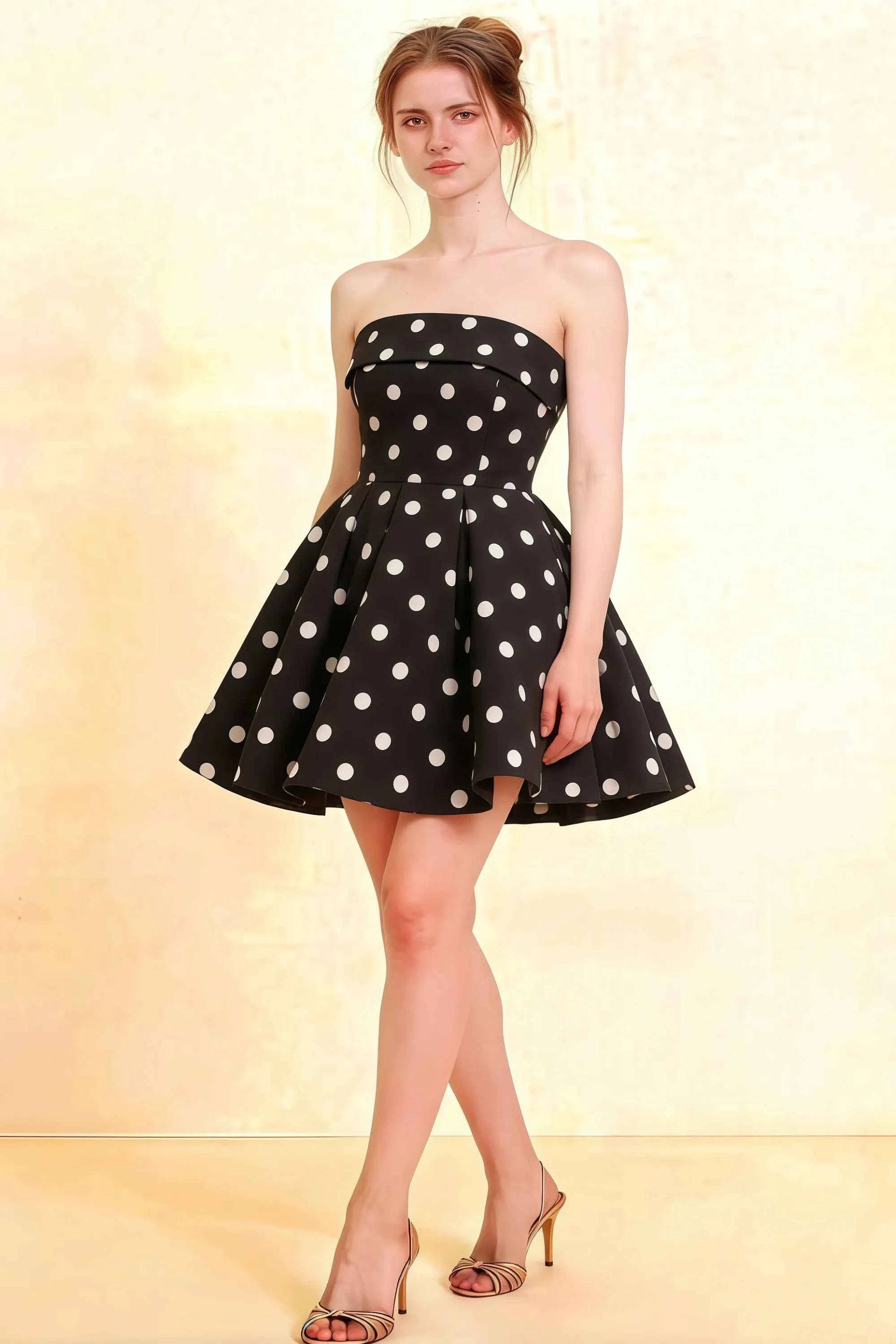 Cara Black Polka Dot Women's Smocked-bodice Fit & Flare Mini Dress