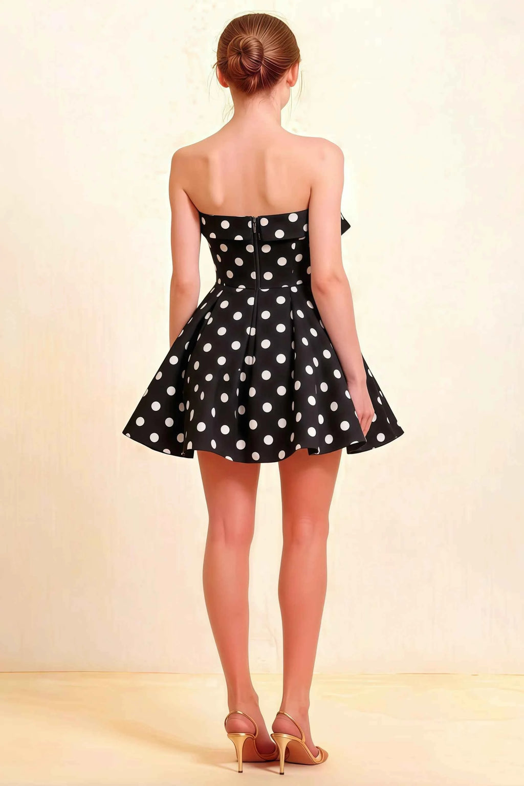 Cara Black Polka Dot Women's Smocked-bodice Fit & Flare Mini Dress