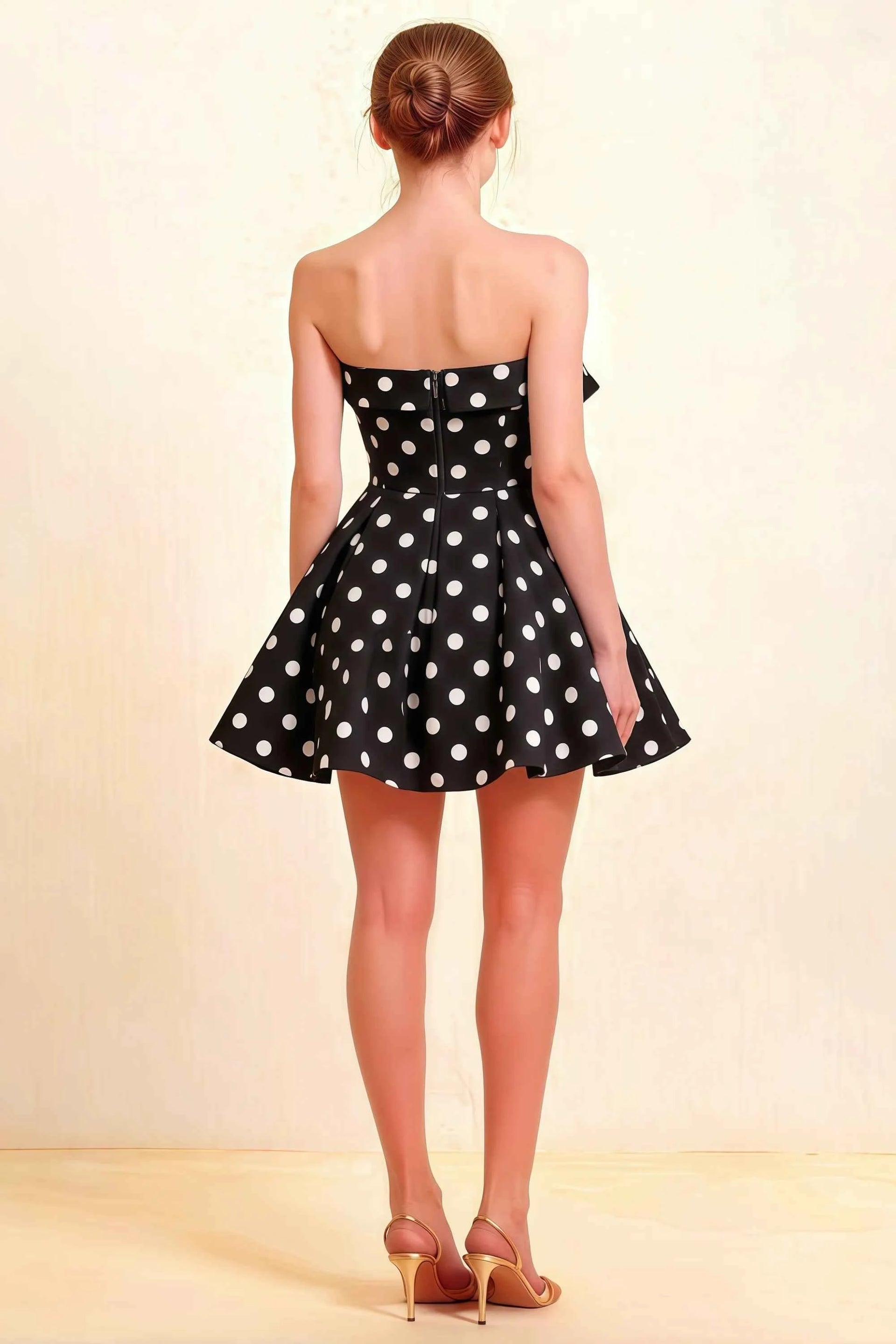 Cara Black Polka Dot Women's Smocked-bodice Fit & Flare Mini Dress